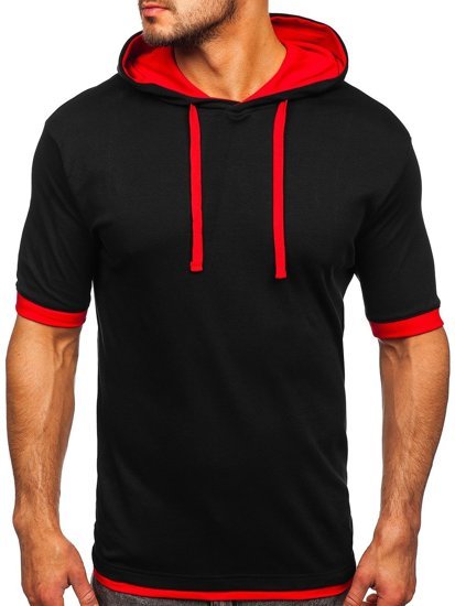 Tee-shirt noir-rouge sans imprimé pour homme Bolf 8