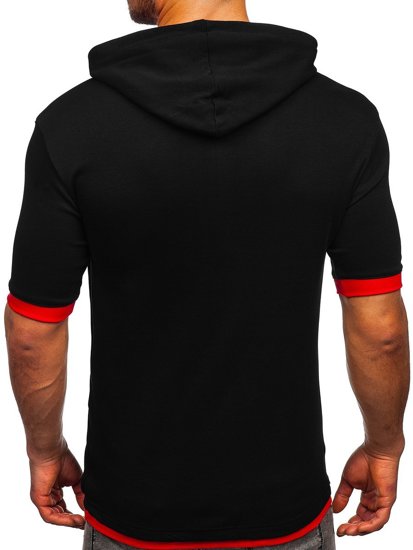 Tee-shirt noir-rouge sans imprimé pour homme Bolf 8