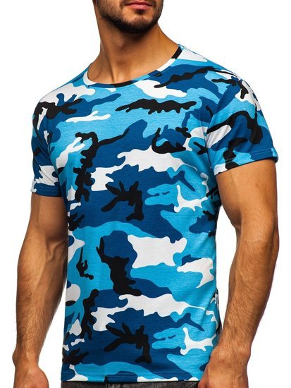 Tee-shirt pour homme bleu clair camo Bolf S807