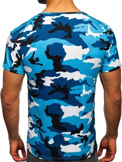 Tee-shirt pour homme bleu clair camo Bolf S807