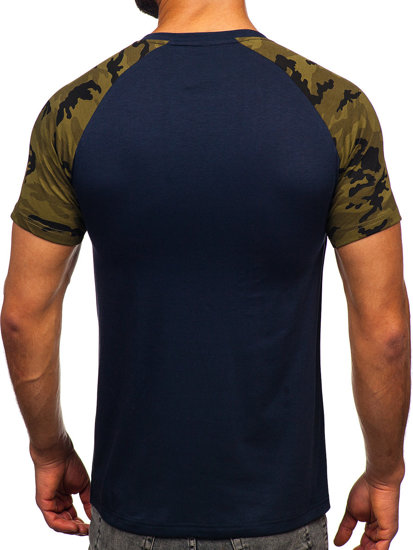 Tee-shirt pour homme bleu foncé-camo Bolf 8T82