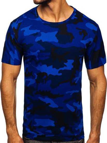 Tee-shirt pour homme bleu foncé camo Bolf S807