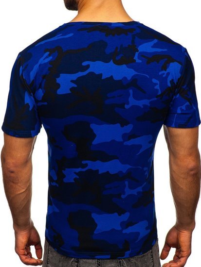 Tee-shirt pour homme bleu foncé camo Bolf S807