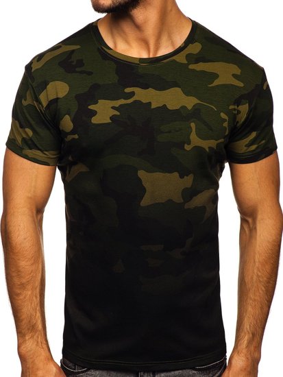 Tee-shirt pour homme kaki avec imprimé camo Bolf S808  