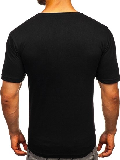 Tee-shirt pour homme noir avec imprimé Bolf 1181   