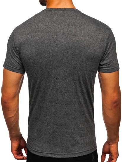 Tee-shirt pour homme sans imprimé à col en V anthracite Bolf 192131