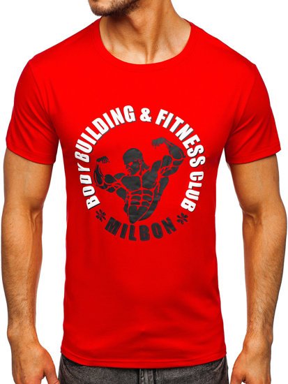 Tee-shirt rouge avec imprimé pour homme Bolf Y70015