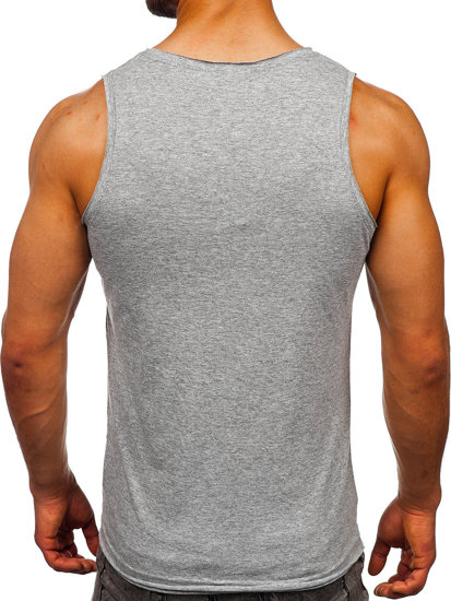 Tee-shirt tank top pour homme sans imprimé gris Bolf 1205