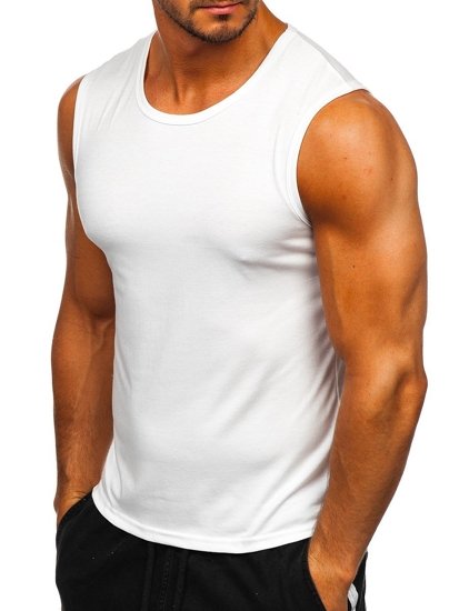 Tee-shirt tank top sans imprimé blanc Bolf 99001   