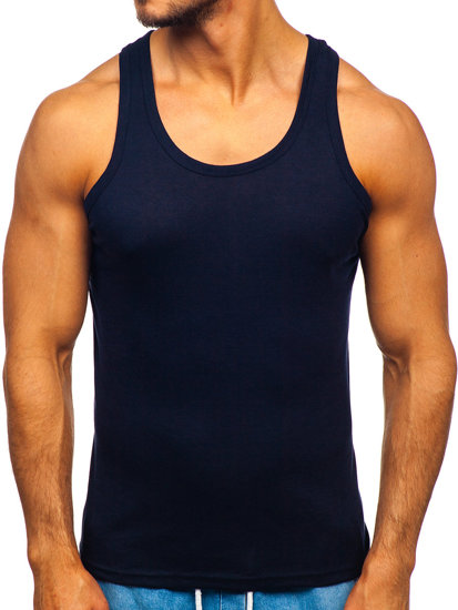 Tee-shirt tank top sans imprimé bleu foncé Bolf NB001