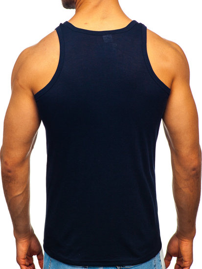 Tee-shirt tank top sans imprimé bleu foncé Bolf NB001