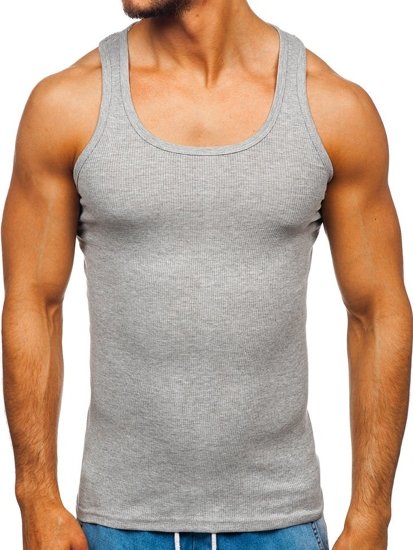 Tee-shirt tank top sans imprimé gris Bolf NB002