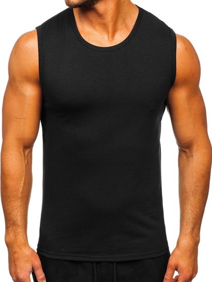 Tee-shirt tank top sans imprimé noir Bolf 99001   