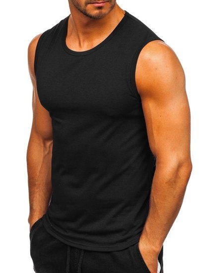 Tee-shirt tank top sans imprimé noir Bolf 99001   