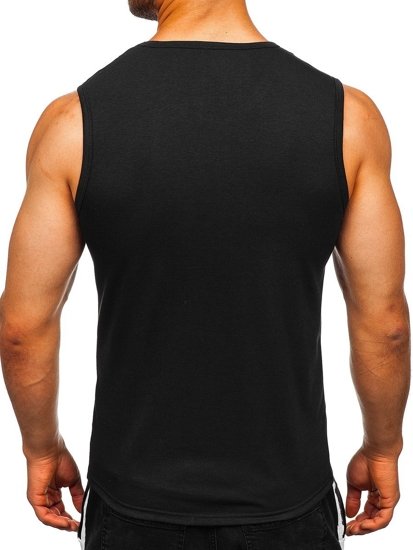 Tee-shirt tank top sans imprimé noir Bolf 99001   