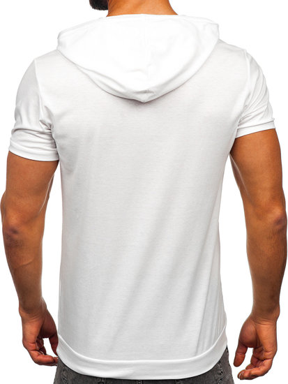 Tee-shirt uni à capuche pour homme blanc Bolf 8T955