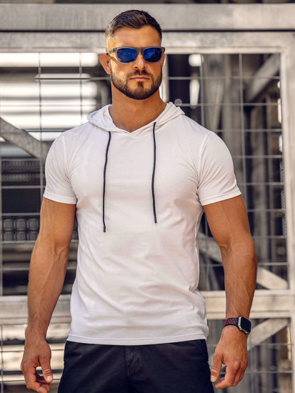 Tee-shirt uni à capuche pour homme blanc Bolf 8T957A