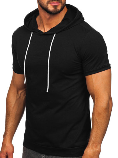 Tee-shirt uni à capuche pour homme noir Bolf 8T955