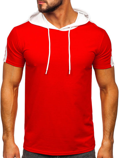 Tee-shirt uni à capuche pour homme rouge Bolf 8T299