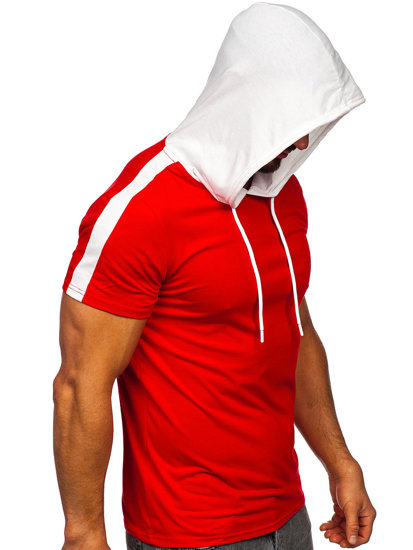 Tee-shirt uni à capuche pour homme rouge Bolf 8T299