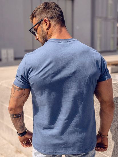 Tee-shirt uni pour homme bleu Bolf 192397A