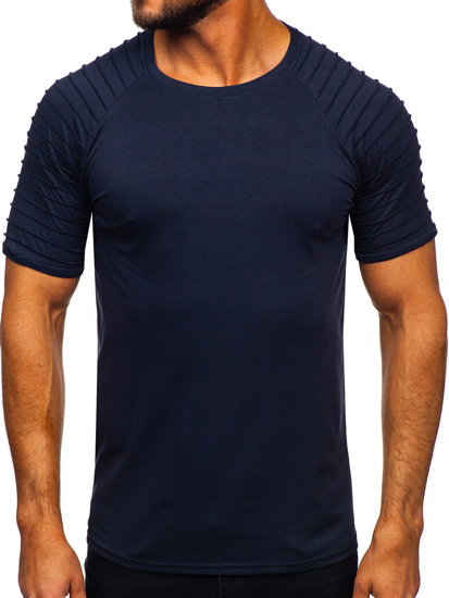 Tee-shirt uni pour homme bleu foncé Bolf 8T88