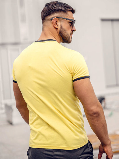 Tee-shirt uni pour homme jaune Bolf 8T83A