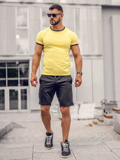 Tee-shirt uni pour homme jaune Bolf 8T83A