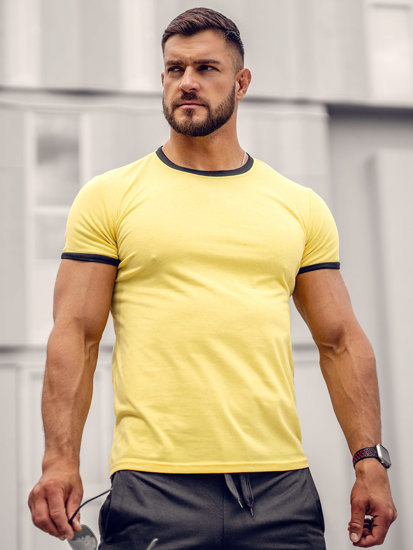 Tee-shirt uni pour homme jaune Bolf 8T83A