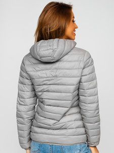 Blouson à mi-saison matelassé à capuche pour femme gris Bolf M23036