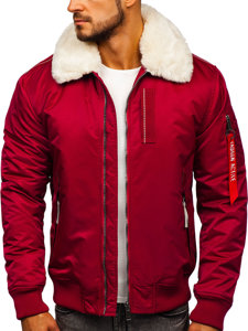 Blouson aviateur d'hiver pour homme bordeaux Bolf 1787    