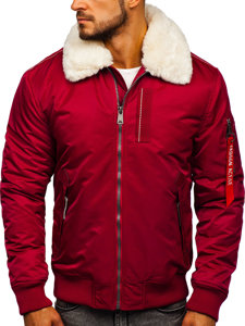 Blouson aviateur d'hiver pour homme bordeaux Bolf 1787    