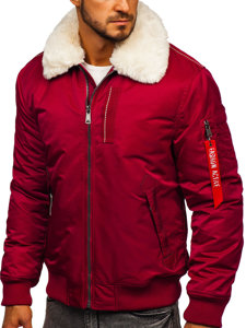 Blouson aviateur d'hiver pour homme bordeaux Bolf 1787    