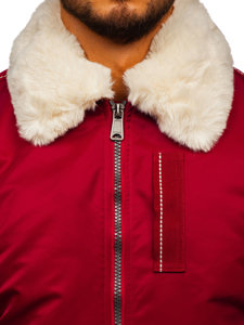 Blouson aviateur d'hiver pour homme bordeaux Bolf 1787    