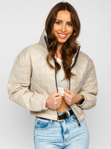 Blouson bomber de transition matelassé pour femme beige Bolf 82622