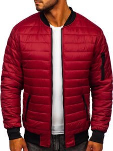 Blouson bomber de transition matelassé pour homme bordeaux Bolf MY-02A