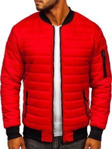 Blouson bomber de transition matelassé pour homme rouge Bolf MY-02A