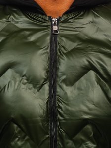 Blouson bomber d'hiver pour homme vert à capuche Bolf 6590