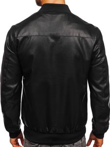 Blouson bomber en cuir pour homme noir Bolf 1147  