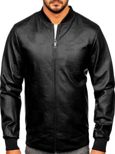 Blouson bomber en cuir pour homme noir Bolf 3A65