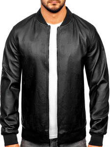 Blouson bomber en cuir pour homme noir Bolf 3A66