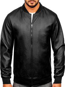 Blouson bomber en cuir pour homme noir Bolf 3A66