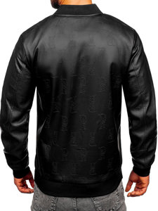 Blouson bomber en cuir pour homme noir Bolf 3A66