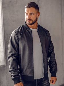 Blouson bomber en jean pour homme noir Bolf 3A65B