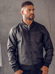 Blouson bomber en jean pour homme noir Bolf 3A65B