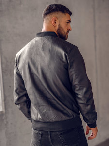 Blouson bomber en jean pour homme noir Bolf 3A65B