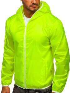 Blouson coupe-vent pour homme de transition z jaune-fluo à capuche BOLF 5060 