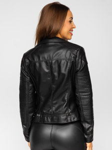 Blouson de motard en cuir pour femme noir Bolf 11Z8037