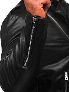 Blouson de motard en cuir pour homme noir Bolf 11Z8014