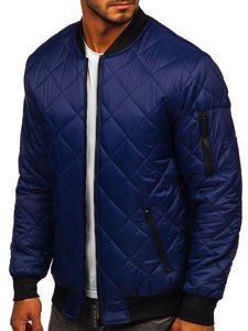 Blouson de transition bomber pour homme bleu foncé matelassé Bolf MY-01